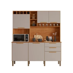 Armário Salleto New Topazio kit cozinha – Cinamomo / Off White