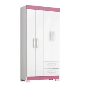 Guarda roupa Notavel NT6010 - Branco New / Rosa