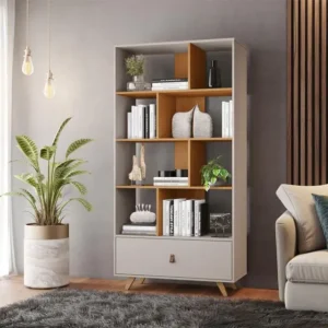 Livreiro JCM Office Giga Candian - Off White / Cinamomo