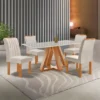 Mesa de jantar Celmoveis Dubai 4 cadeiras - Cinamomo / Off White
