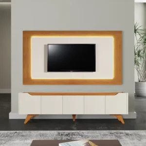 Painel com Rack Mavaular Atenas - Naturalle / Off White