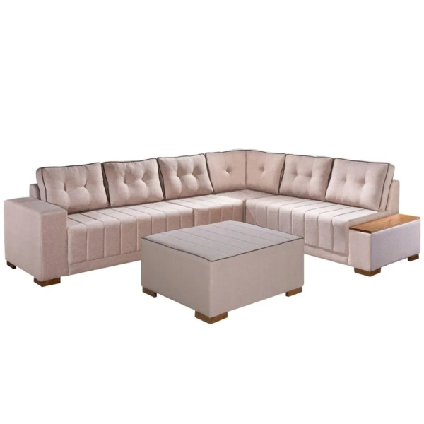 Sofá de canto Lufer Blumenau 3,00X2,40m com Puff - Bege
