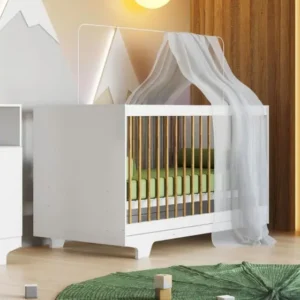 Dormitório Tigus Baby Flocos Berço Life c/ Colchão - Branco
